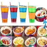 Snackeez ! 2 az 1-ben ital és étel kulacs (  Plastic 2 in 1 Snack &amp; Drink Cup One Cup )