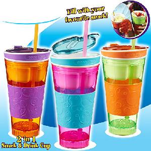 Snackeez ! 2 az 1-ben ital és étel kulacs (  Plastic 2 in 1 Snack &amp; Drink Cup One Cup )