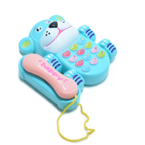 Zenélő macis játék telefon - kék