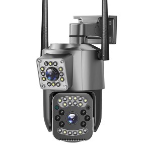 Dupla lencsés IP kamera 4g sim 4mp 2k wifi kültéri biztonsági kamera mini 10x zoom videó megfigyelő 1080p CCTV kamera we
