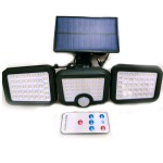 Biztonsági, 108 ledes napelemes fali lámpa, fény- és mozgásérzékelővel, távirányítóval JD-2656